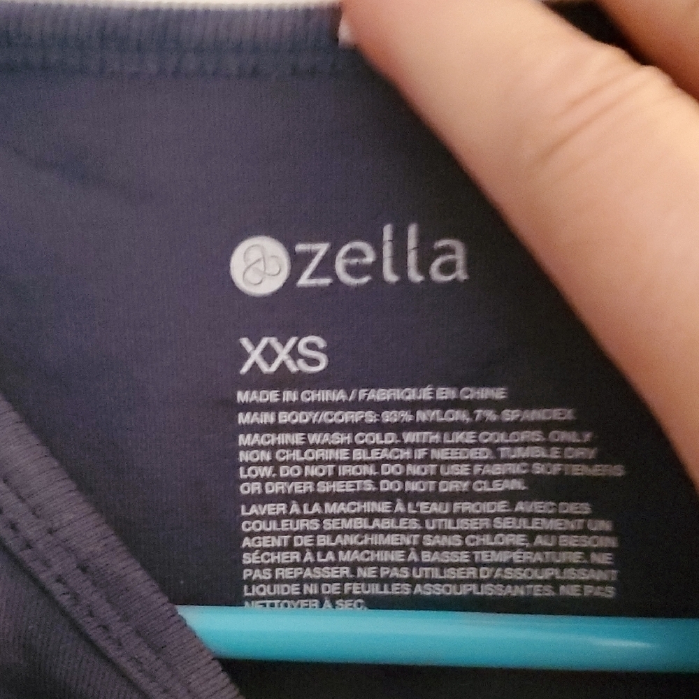 Zella Dark Blue Tie-Dye Long Sleeve Yoga Shirt Spandax - Picture 3 of 9